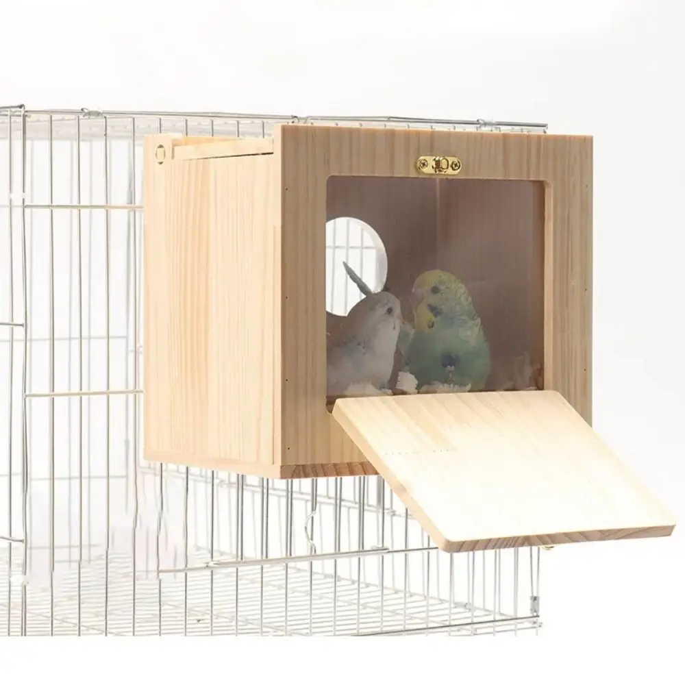 

Pet Accessories Cockatiel Nesting Box Acrylic Transparent Wooden Bird Breeding Box Parrot Breeding Decorative Cages Bird House