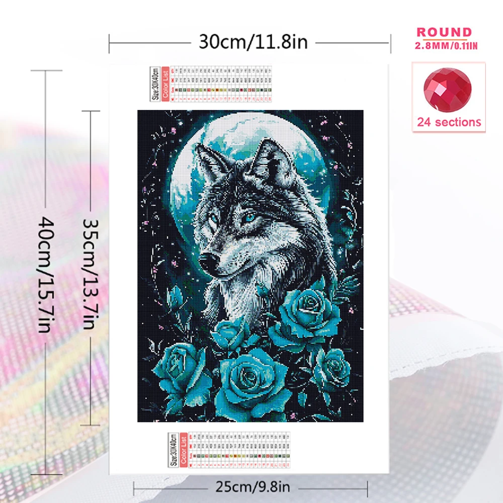 Momoart Wolf Diamond Mosaic Animal DIY Suitable for Beginners Flower Diamond Embroidery Dog Painting Craft Kit Handmade Gift