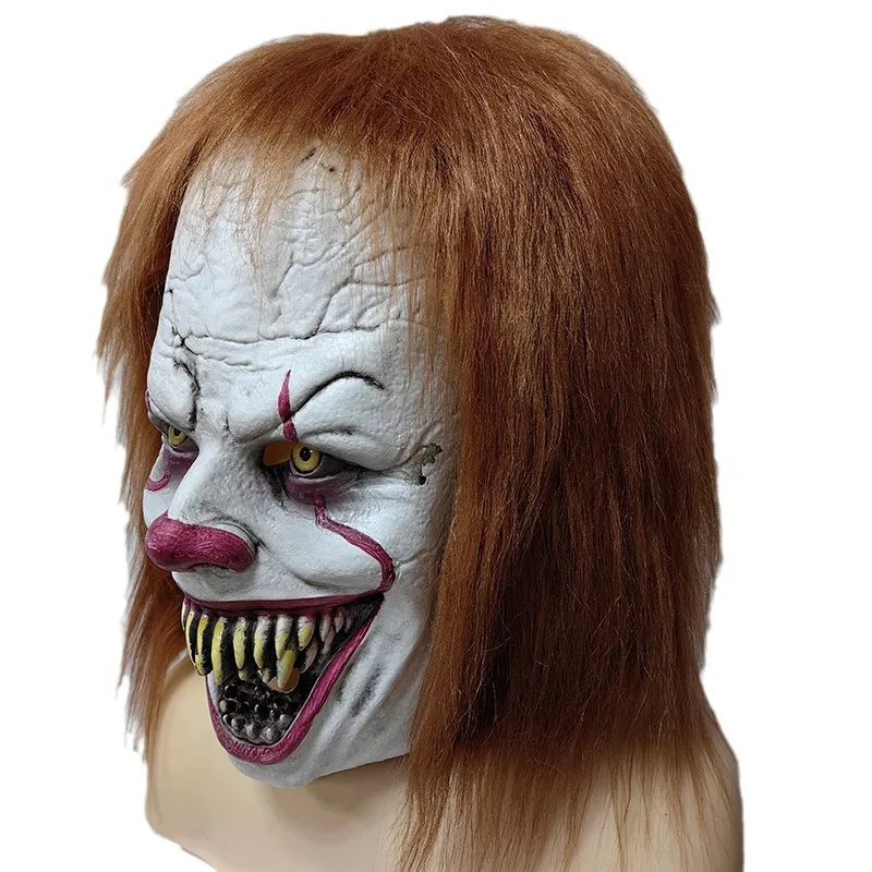 Halloween Horror Clown Pennywise Mask Head Set in Europe and The United States New Spirit Clown Latex Mask Mardi Gras Decoration