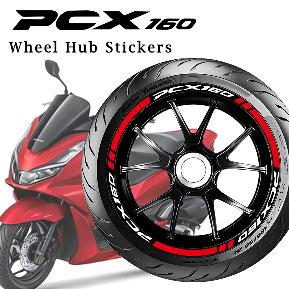 

For Honda PCX 160 pcx160 2022 14'' Inches Motorcycle Wheel Hub Sticker Decal Reflective Rim Stripe Tape Accessories Waterproof