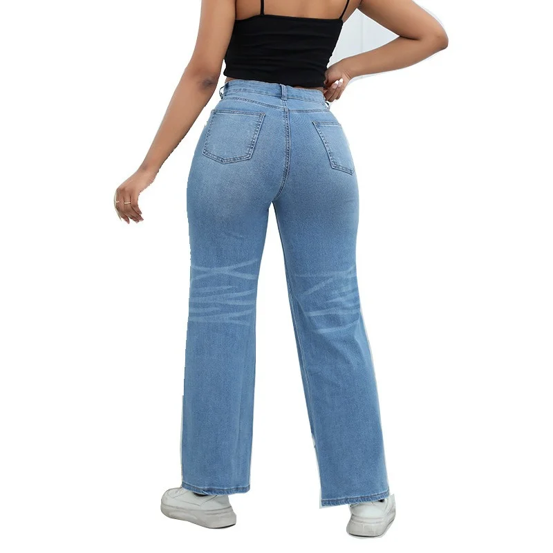 New Designer Women Broken Holes Jeans Tassel Bootcut Jeans Casual All-Match High Street Style Cropped Pants Commuter Denim Pants