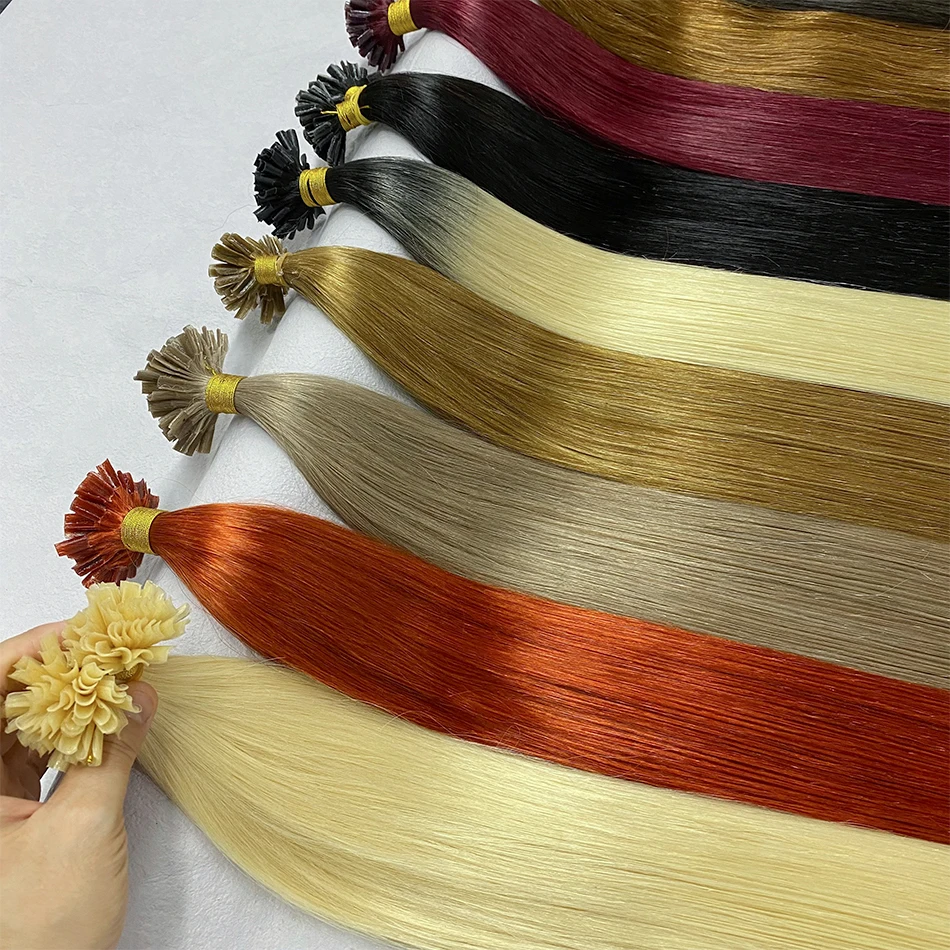 U팁 헤어 익스텐션 인모 U팁 여성용 베트남산 버진 컬러 프리 본디드 헤어 익스텐션 45g/90g 케라틴 팁 헤어