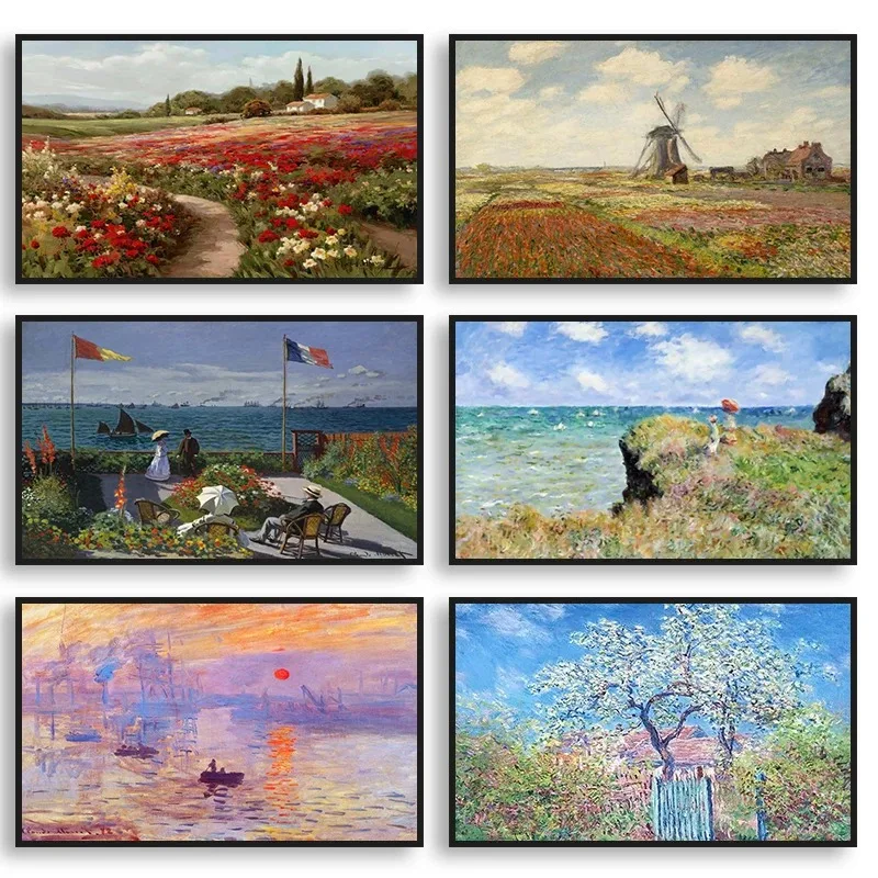 Impressionism Artwork Series Claude Monet Canvas Painting Poster Aesthetic HD Print Wall Art Poster Living Room Home Decoration