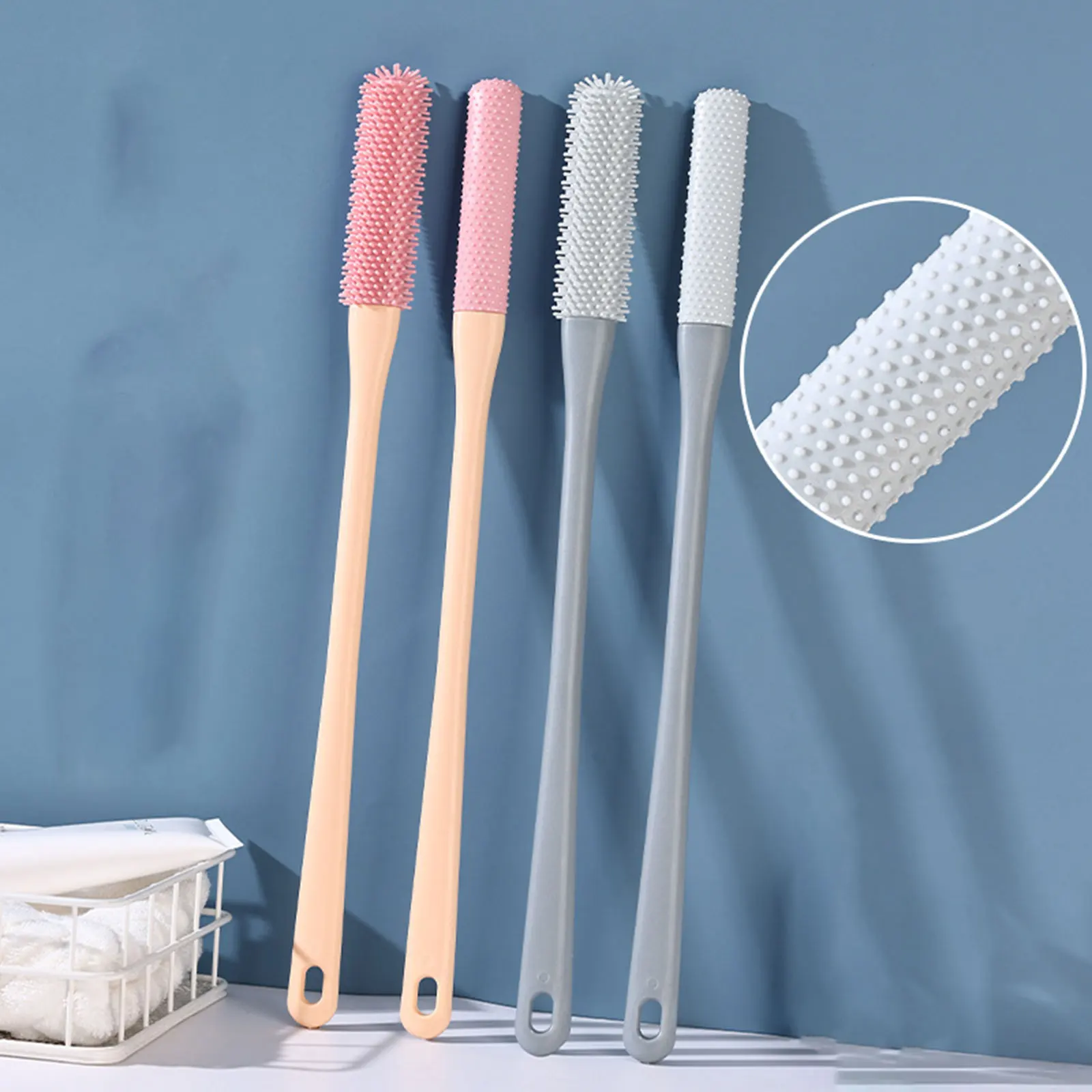 Toe Cleaning Brush Skin Exfoliation Shower Feet Cleaner Scrub Foot Brush with Long Handle Foot Scrubber for Men and Women Senior