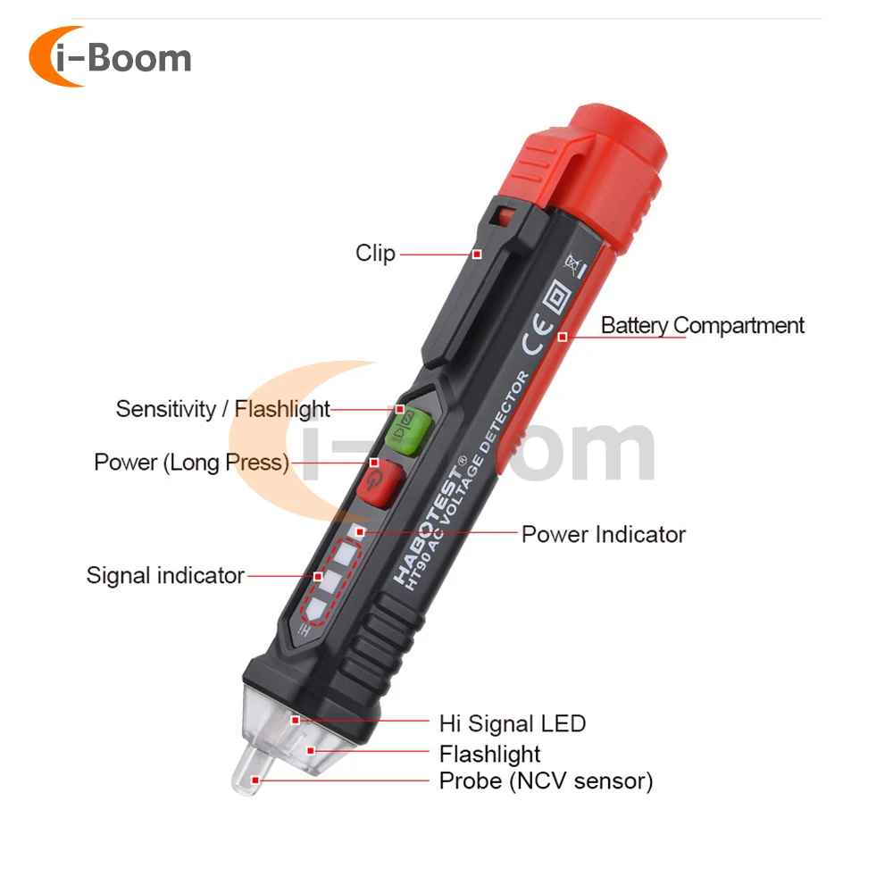 Multifunction Induced Electric Tester Pen Light Voltage Tester Detector AC12~1000V Electrician Breakpoint Detection Test Pencil