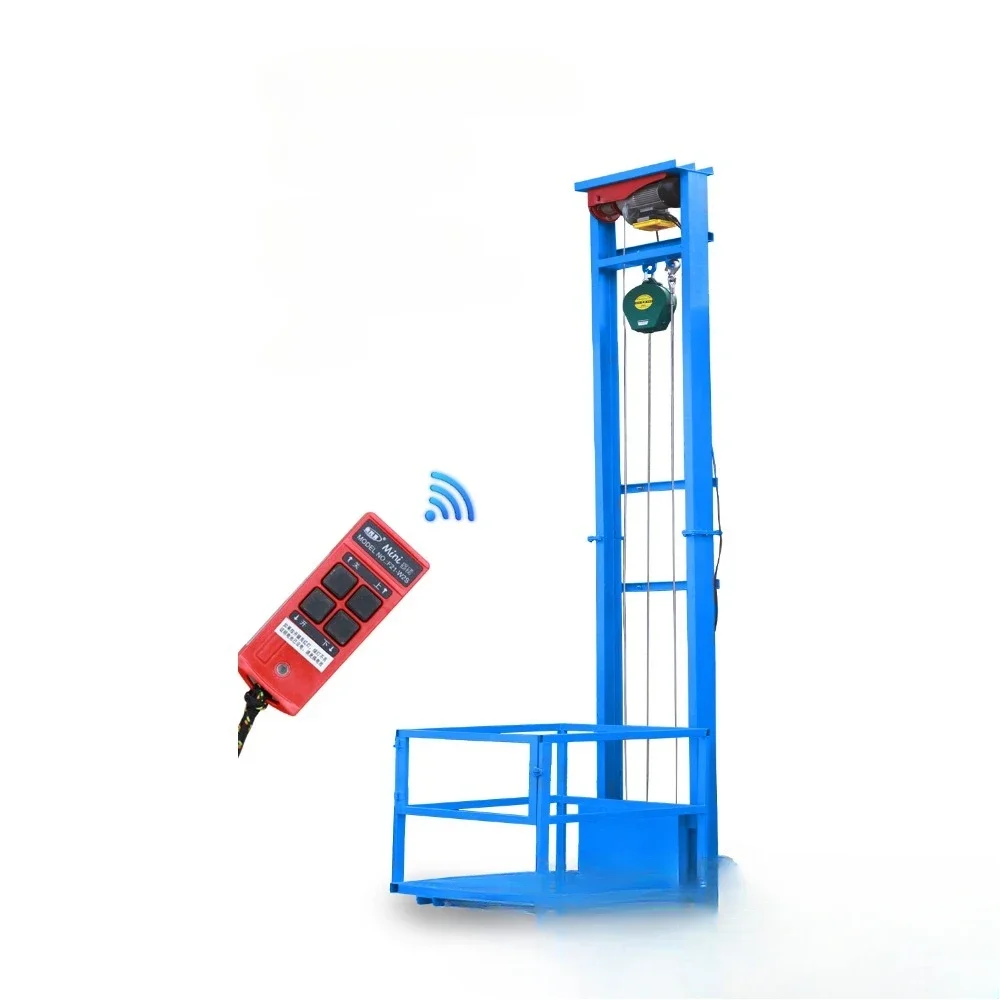 Electric hydraulic ladder hoist guide rail household monorail platform fixed warehouse small simple freight elevator