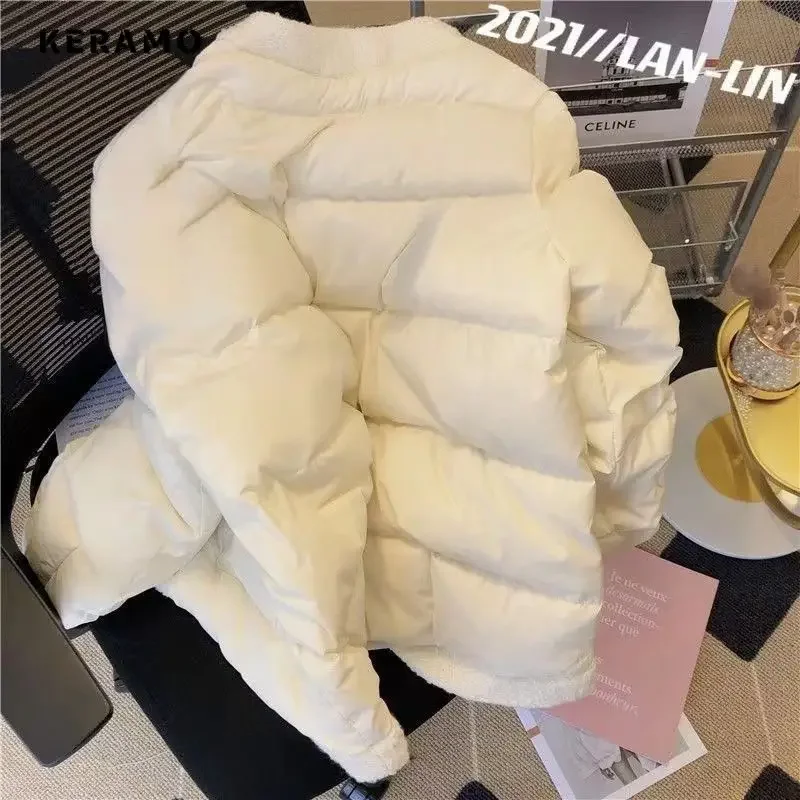 2023 Winter Oversized Fashion Warm Outerwear Jacket Solid Coat Women Casual Long Sleeve All-match Single Breasted Simple Parkas