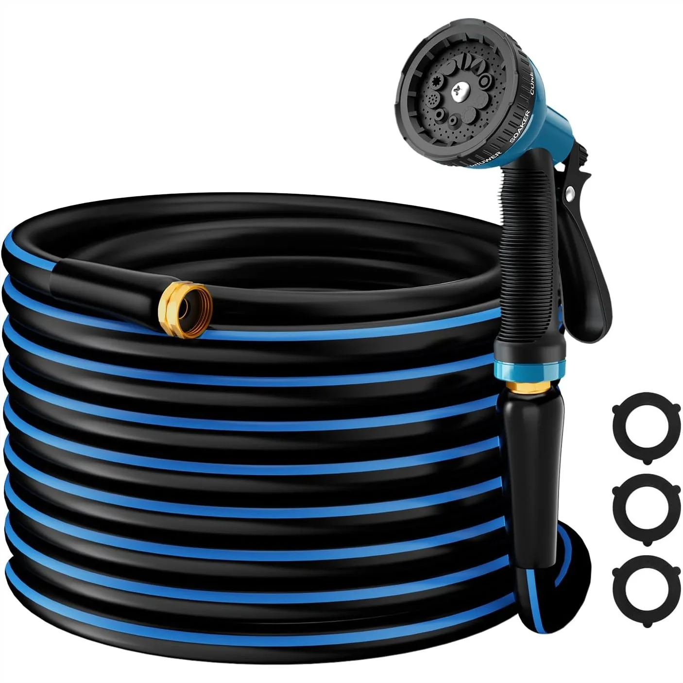

Heavy Duty Garden Hose 5/8" 50FT with 10 Function Sprayer - Flexible Rubber Leakproof Watering Hose for Yard, Lawn, Car Wash
