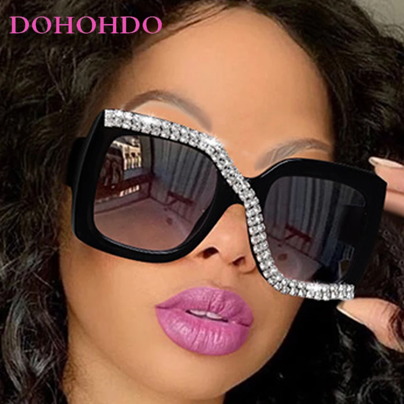

DOHOHDO Fashion Diamond Design Square Sunglasses Women Men Retro Oversized Frame 2026 Ins Trendy Ladies Luxury Sun Glasses UV400