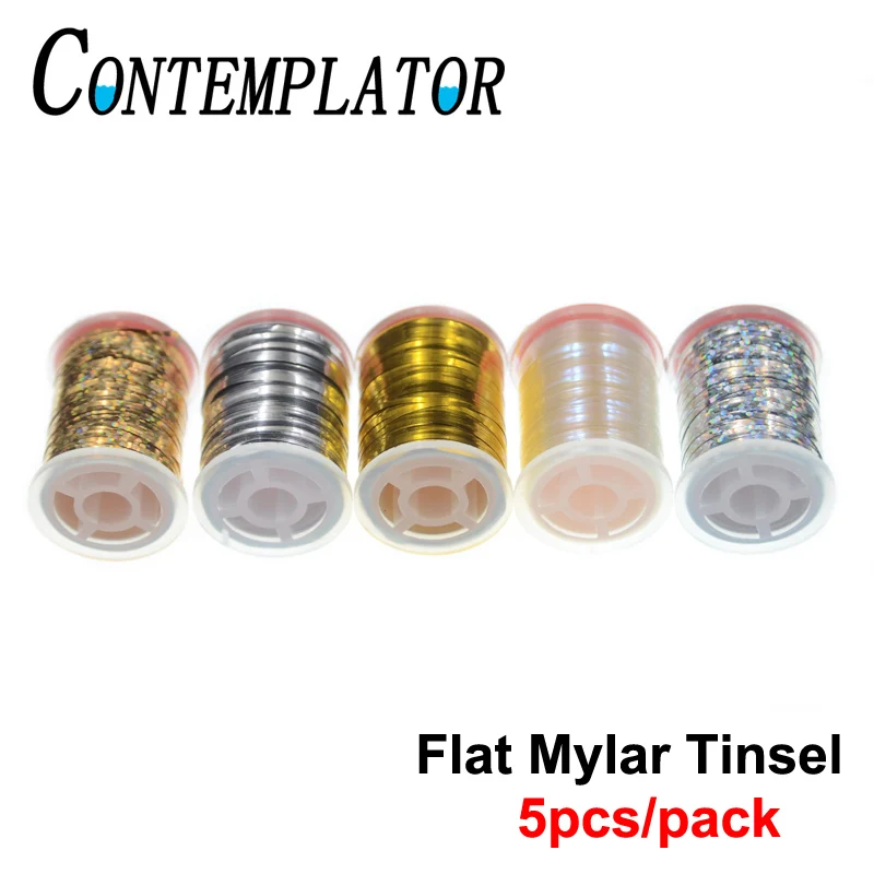 

4/5pcs Flat Mylar Tinsel Fly Tying Thread For Classic Flies 0.5mm/1mm width Flash Tinsel Gold Silver Pearl Fly Fishing Flies