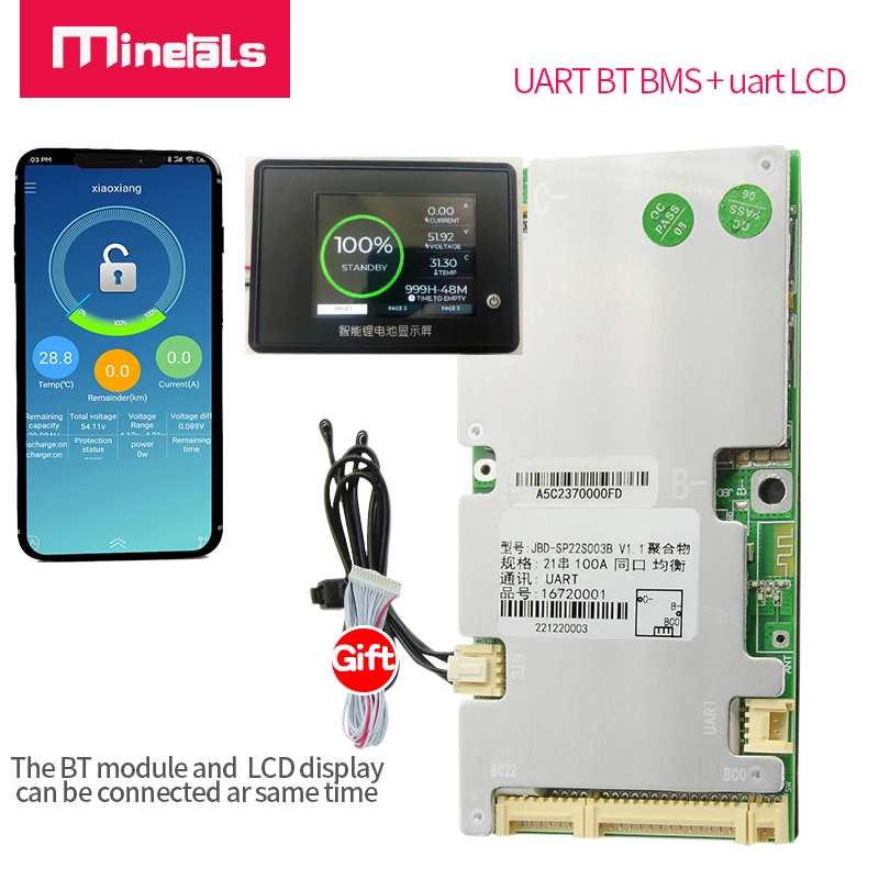 6s-22s smart bms 100a 80a 50a 40a 24v 48v 8s 14s 15s 16s 18s 20s li-ion lipo lifepo4 integrierte bluetooth balance app software
