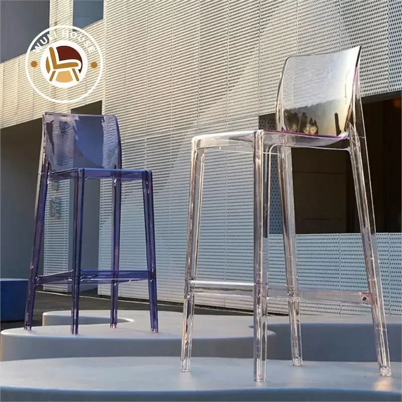 Wuli Acrylic Transparent Bar Chair Household High Stool Modern And Simple High Stool Nordic Style Plastic Crystal Bar