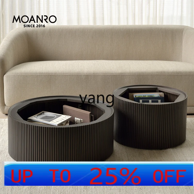 

CX round coffee table retro solid wood French storage drawer storage multi-function