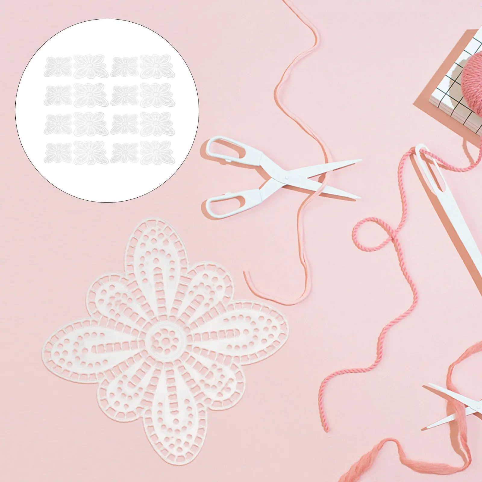 16Pcs Handwoven Crossbody Bag Plastic Mesh Canvas Sheets Flower Petal Shape Waterproof Craft Embroidery Mesh for DIY Handbags