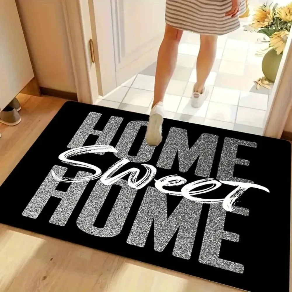 Sweet Home Willkommen Fußmatte Bitte entfernen Sie Ihre Schuhe Eingangsteppich Rutschfeste Matte Gemütliches Zuhause Wohnzimmer Schlafzimmer Eingangsbereich Bodenmatte