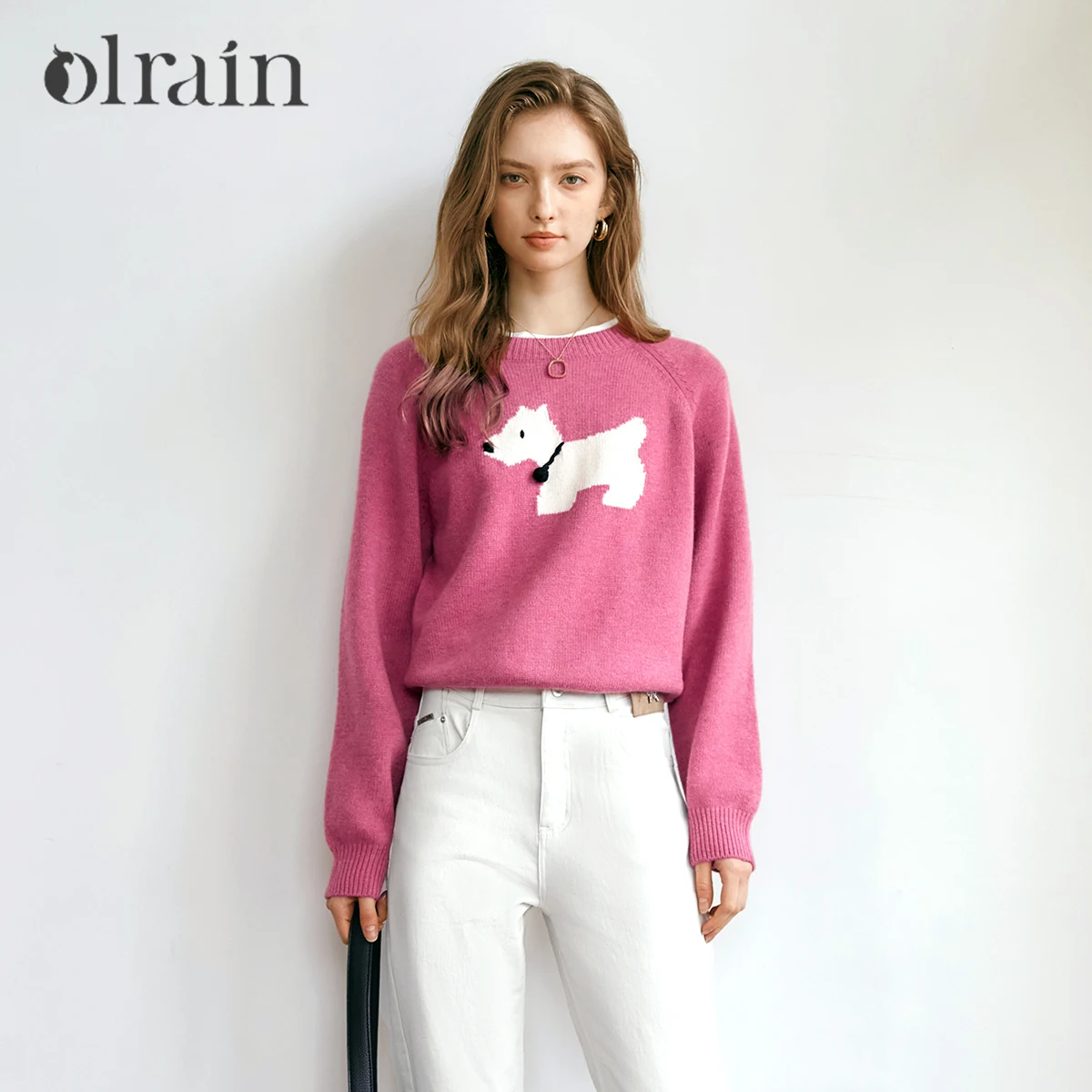 Oriel レディース フレンチ プルオーバー セーター 2025 秋 O ネック かわいい刺繍セーター 長袖ニット ジャンパー 女性 O57QM93358