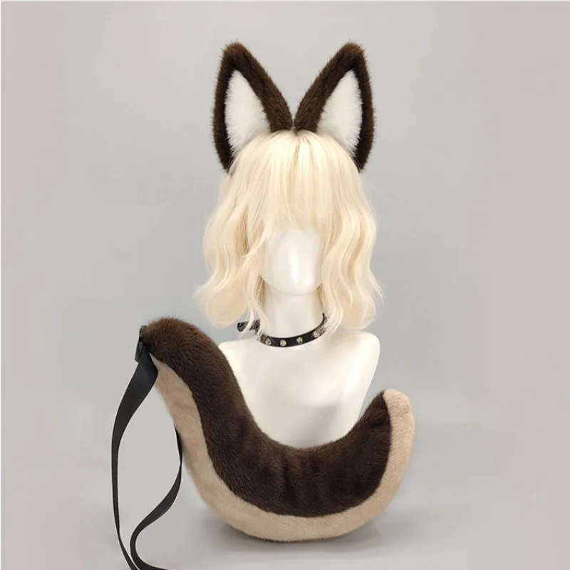 ぬいぐるみ犬キツネ耳ヘッドウェアふわふわ猫尻尾動物耳着ぐるみキュートアニメコスプレ小道具女性パーティーロールプレイングアクセサリー