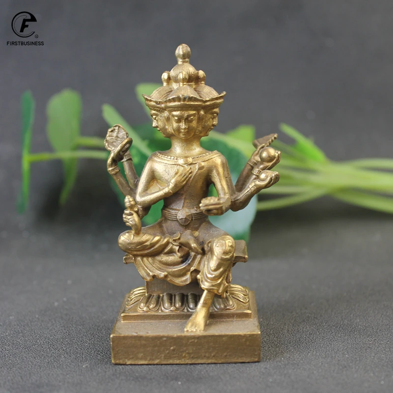 Thailandia quattro facce Buddmst ldol statua sud-est asiatico rame Buddha Erawan figurine artigianato decorazione della casa ornamenti Desktop