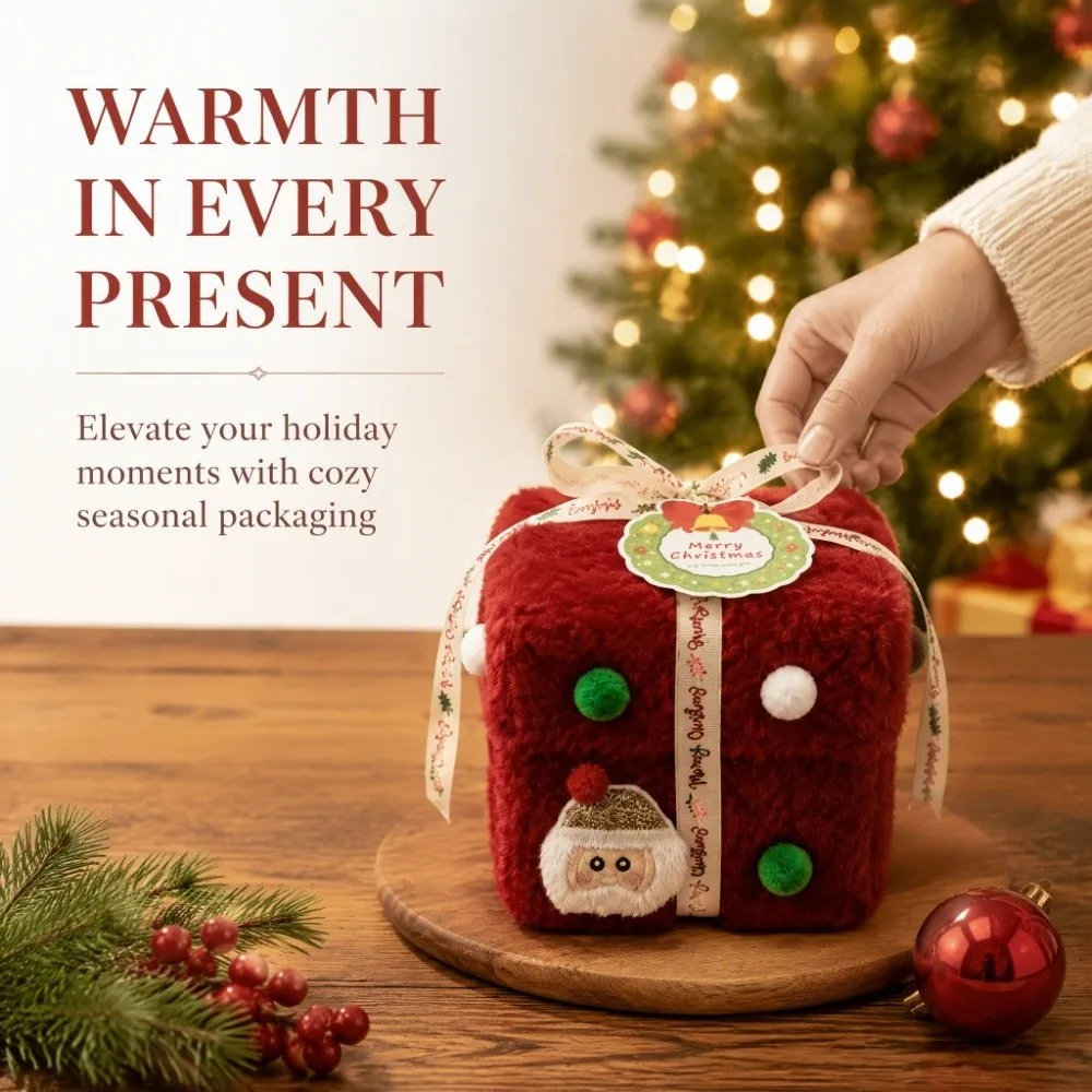 Velvet Christmas Packaging Box Velvet Gift Box Thick Velvet Fabric Candy Box Lint High-End Christmas Decoration Christmas Eve view 3