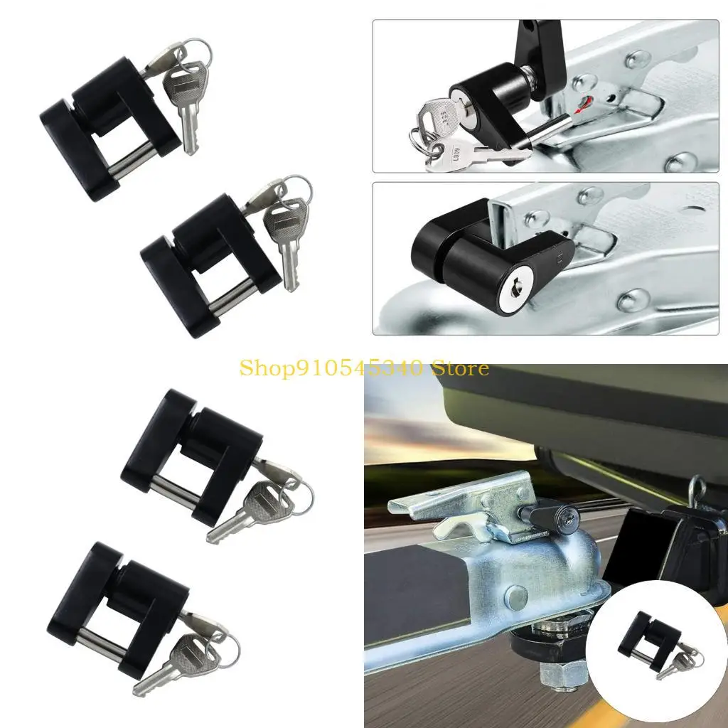 U2JA 2 Pieces Strong Metal Trailer Coupler Locks Measuring 1/4 Inch In Size Perfect For Theft Protection On RVs