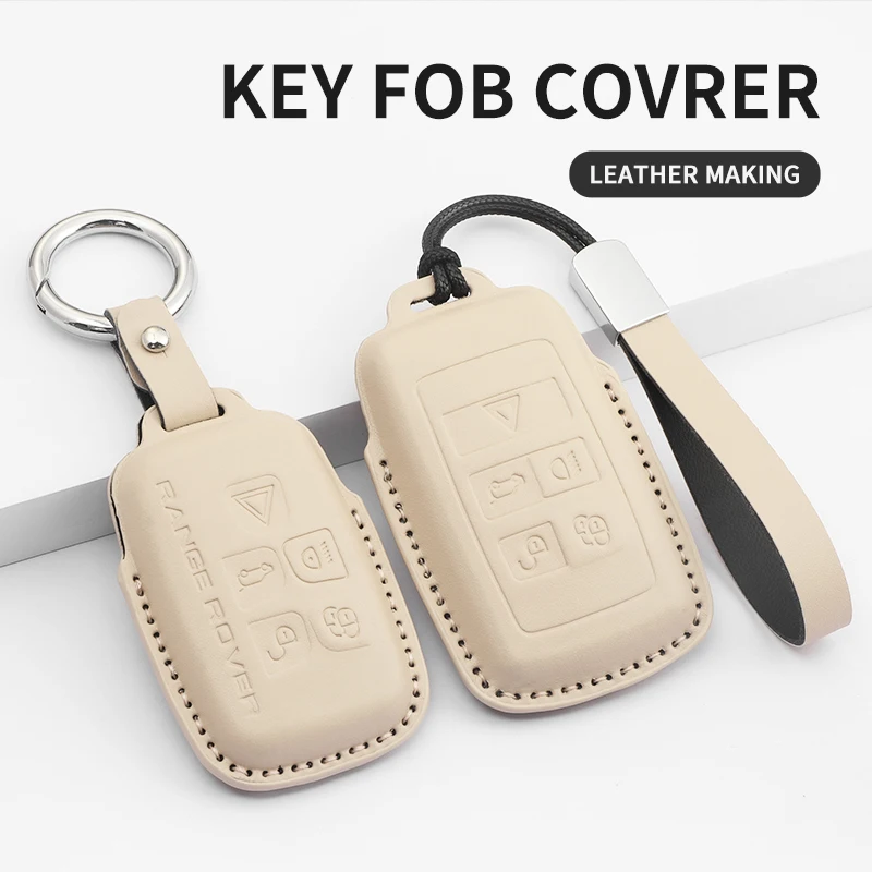 Leather Car Key Case Cover Protector Shell Fob Accessories For Land Rover Range Rover JAGUAR Sport Evoque Velar Discovery