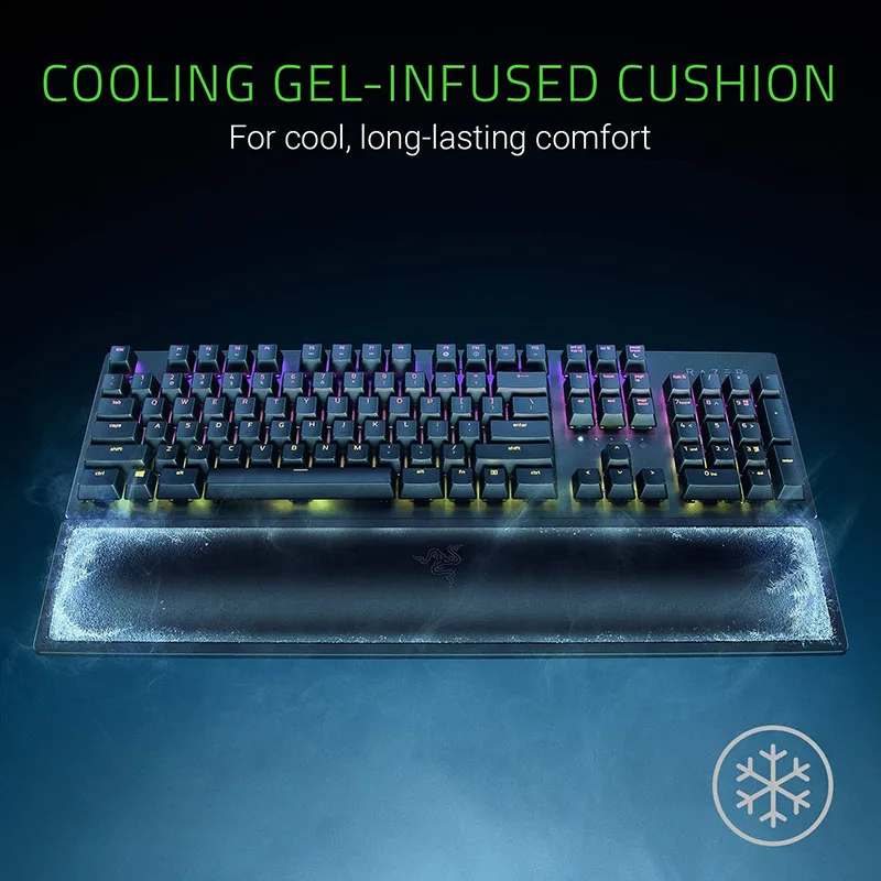 Razer Ergonomic Wrist Rest Pro for Full-Sized Keyboards Cooling Gel Infused Anti-Slip Rubber Base