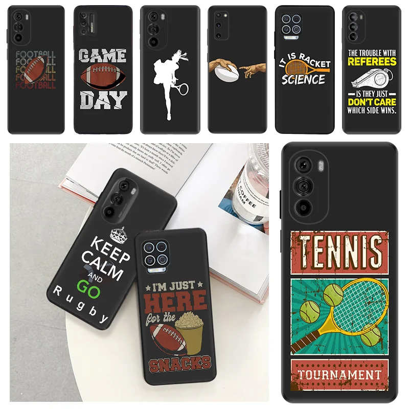 Phone Case For Motorola G71 G73 G72 G53 G52 G32 G22 G60 G51 G50 G31 G30 G9 Girl Tennis God Rugby Black Soft Protective Cover