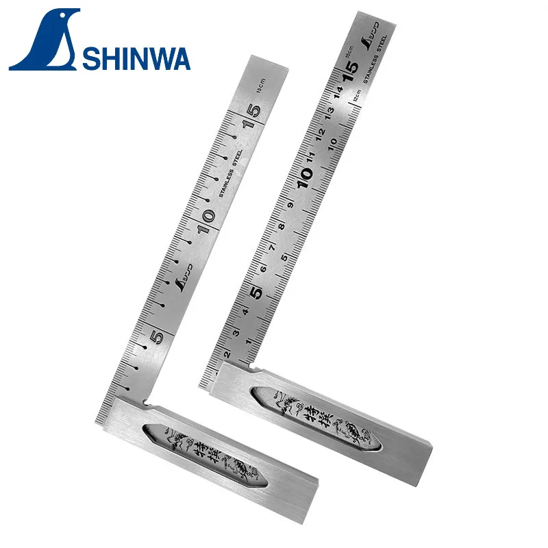 

SHINWA Penguin Factory Use Stainless Steel 90 Degree Right Angle Ruler 15cm High Precision 1PCS 62006 62009