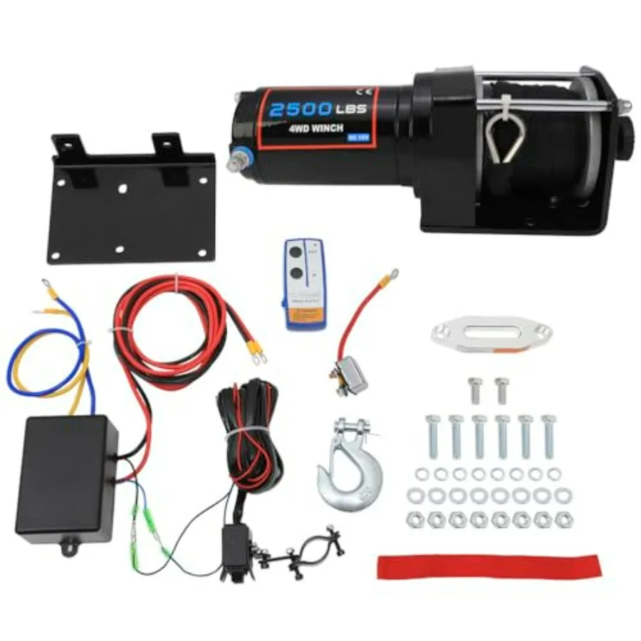 

2500 lb ATV/UTV Winch Synthetic Rope Kits, 12V Winch with Wireless Remote for Off Road Trailer Boat RV Towing Winches, Winch wit