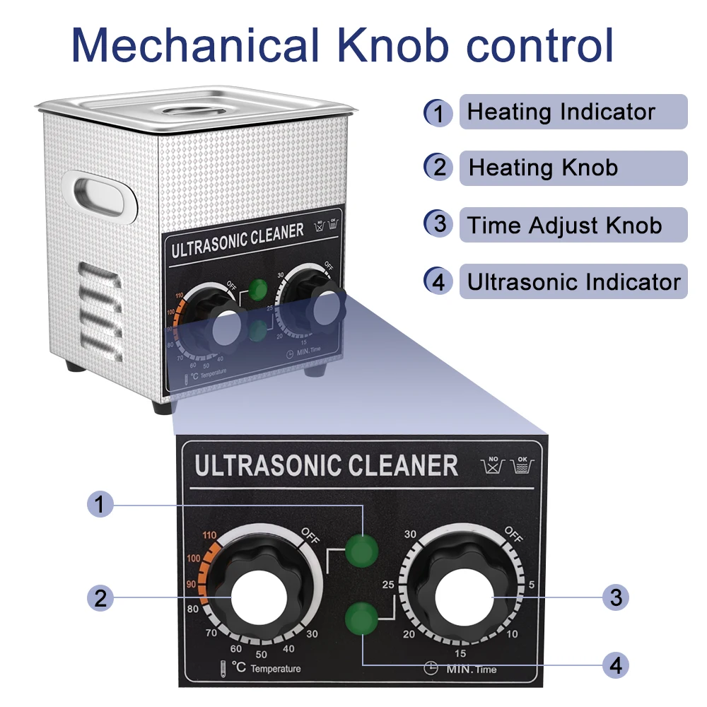 2L แบบพกพาเครื่องซักผ้าอัลตราโซนิก Ultra Sonic ทําความสะอาดเครื่องประดับฟันปลอมฟันทันตกรรมแว่นตาทําความสะอาดอัลตราโซนิก 60 W เครื่องทําความร้อน