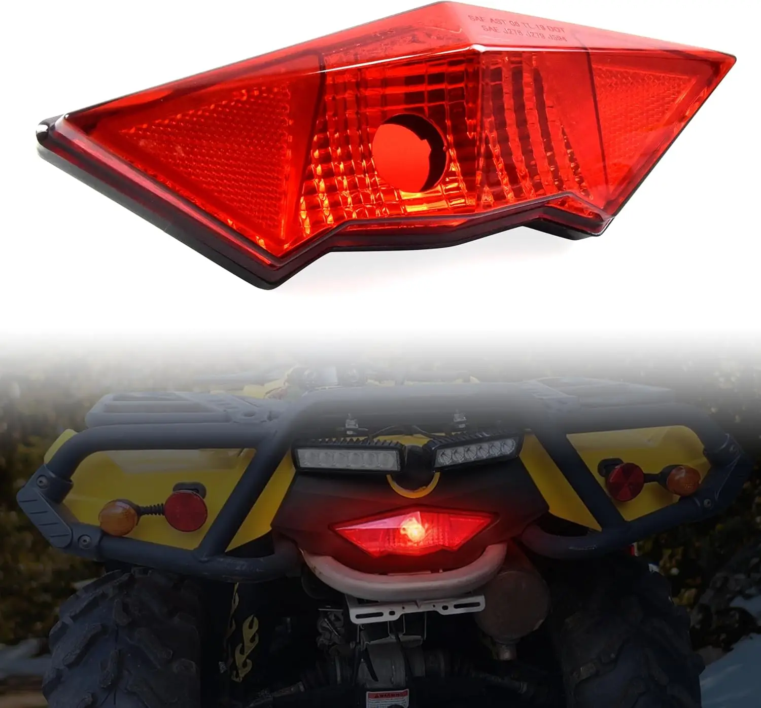 

Red Taillight Housing for Can Am Outlander 400-800 2008-2023, 1 PCS Rear Brake Stop Light Lens Replacement #710001203 (Bulb Not