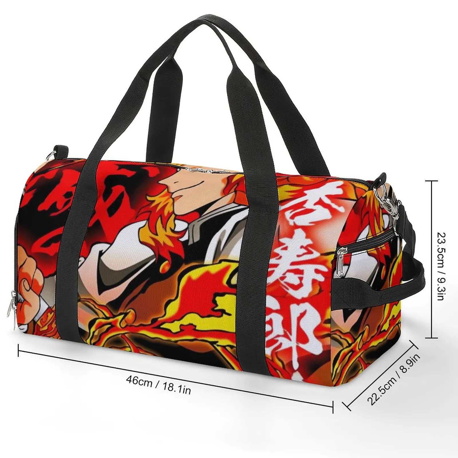 Gym Bag Demon Slayer Sports Bag with Shoes Rengoku Kyojuro Anime Male Female Outdoor Design Handbag Travel Training Fitness Bag