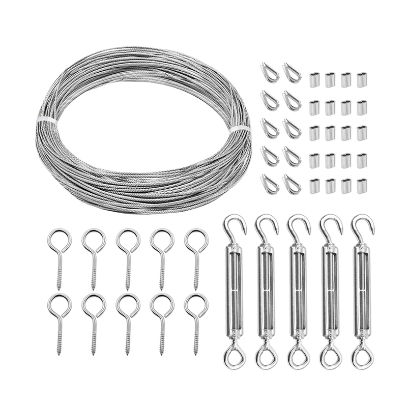 1Set 1/16Inch Turnbuckle Wire Tensioner Kit Heavy Turnbuckle Cable Railing Kit Silver