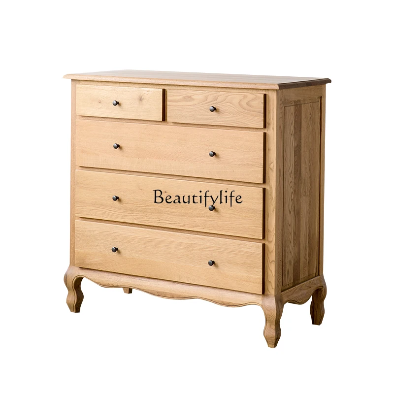 

American European Country Oak Solid Wood Furniture Bucket Cabinet Storage Bedside Cabinet Europe and America
