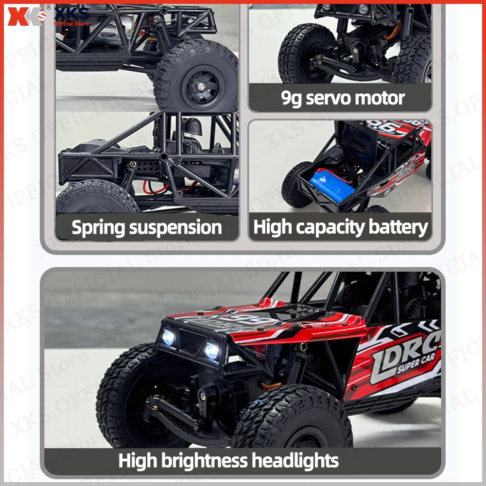 Xks ldrc ld18499 1:18 4x4 4wd rc carro de brinquedo de escalada de controle remoto modelo de veículo para meninos presente fora de estrada carro de brinquedo em escala capaz