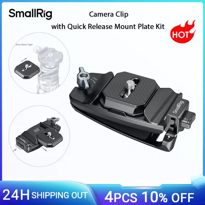 

SmallRig Camera Clip with Quick Release Mount Plate Kit for Arca-type Tripod for Cameras & Action Camera for Backpacks, Straps