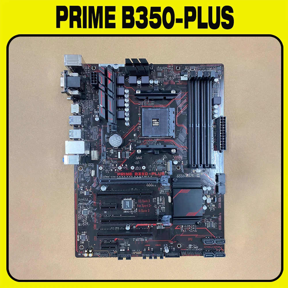 For A-S-U-S PRIME B350-PLUS ATX Motherboard For AMD B350 4×DDR4 64GB PCIe 3.0 M.2