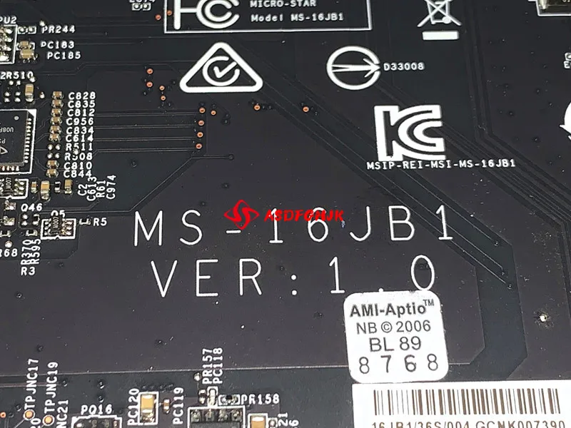 ل MSI GE62 GE62VR GE72 GE72VR GP62 GP72 MS-16JB1 اللوحة الأم MS-179B1 مع I7-6700HQ و GTX1060M يعمل تماما