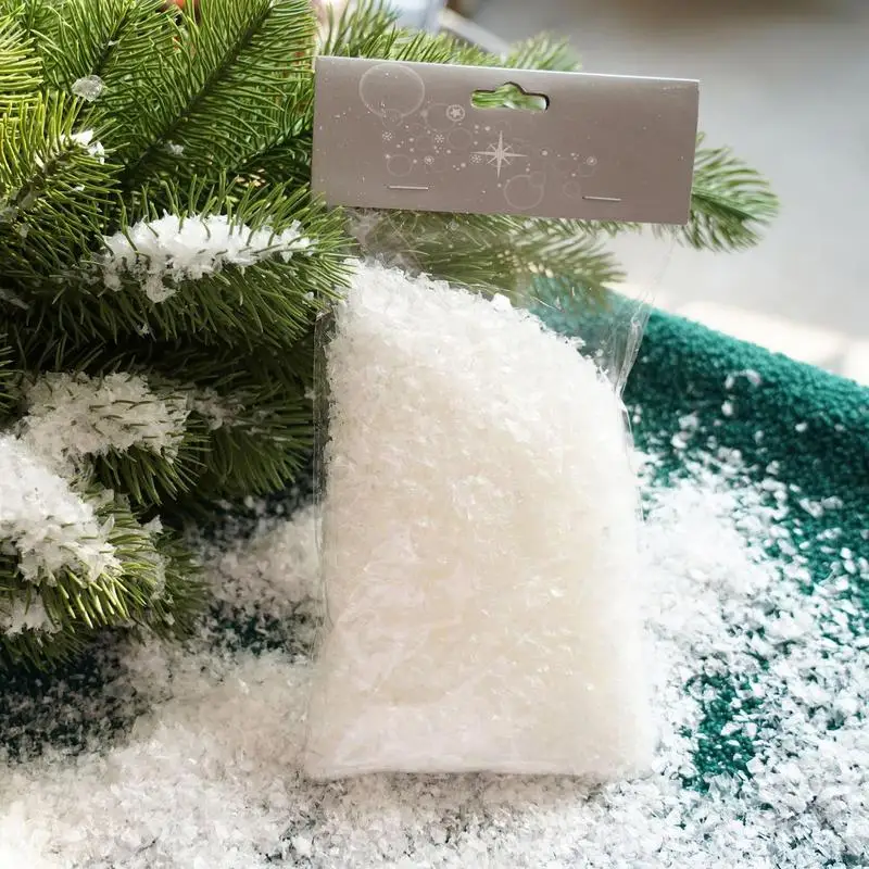 50g Simulated Snow Powder Fluffy Dry Snow DIY Landscaping Artificial Snowflake Christmas Tree Decoration Window Display Decor