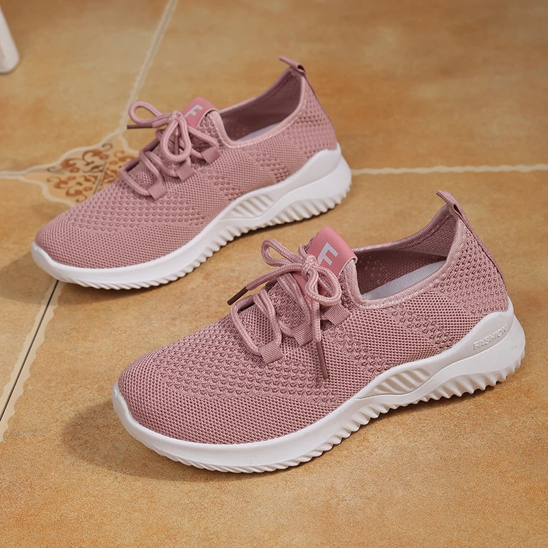 Women's Flying Woven Breathable Mesh Sneakers Soft Sole Lightweight Casual Sports Running Shoes for Daily Wear