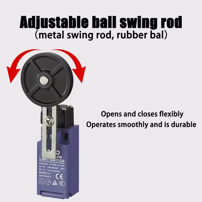 CNTD C4N-4108HN 3A 250VAC Adjustable Ball Swing Rod Metal Swing Rod Vertical Safety Limit Switch Momentary Reset IP67