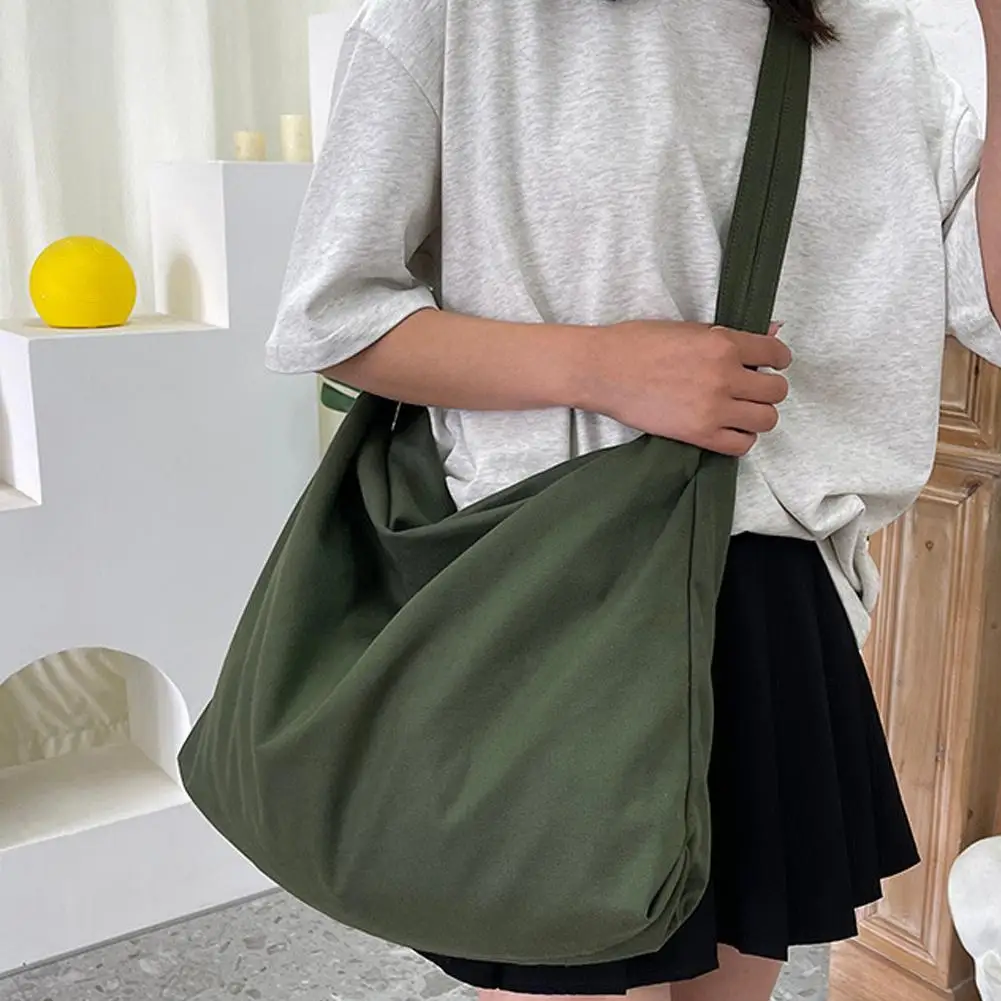 Women Canvas Shoulder Bags Large Capacity Thick Cotton Cloth Books Handbag Tote Solid Crossbody Bag Big Travel Purse For Ladies