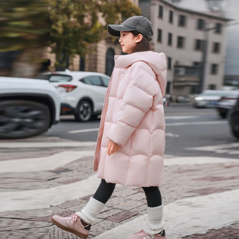OLEKID 2025 سترة شتوية للفتيات مقنعين دافئ طويل في سن المراهقة فتاة سترة منفوخة معطف 5-12 سنة الاطفال سترة طفلة ملابس خارجية
