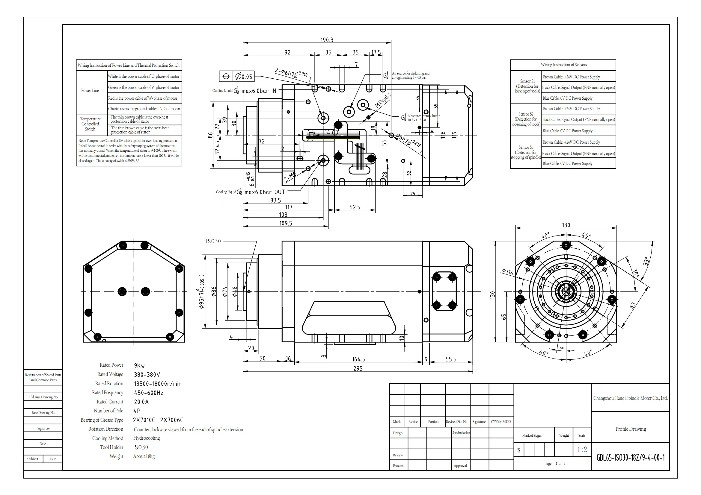 2026 GDL65-ISO30-18Z/9 9KW 5-Axis Machining Center with High Efficiency 600Hz 18000 RPM Water-Cooled Motorized Spindle ISO30