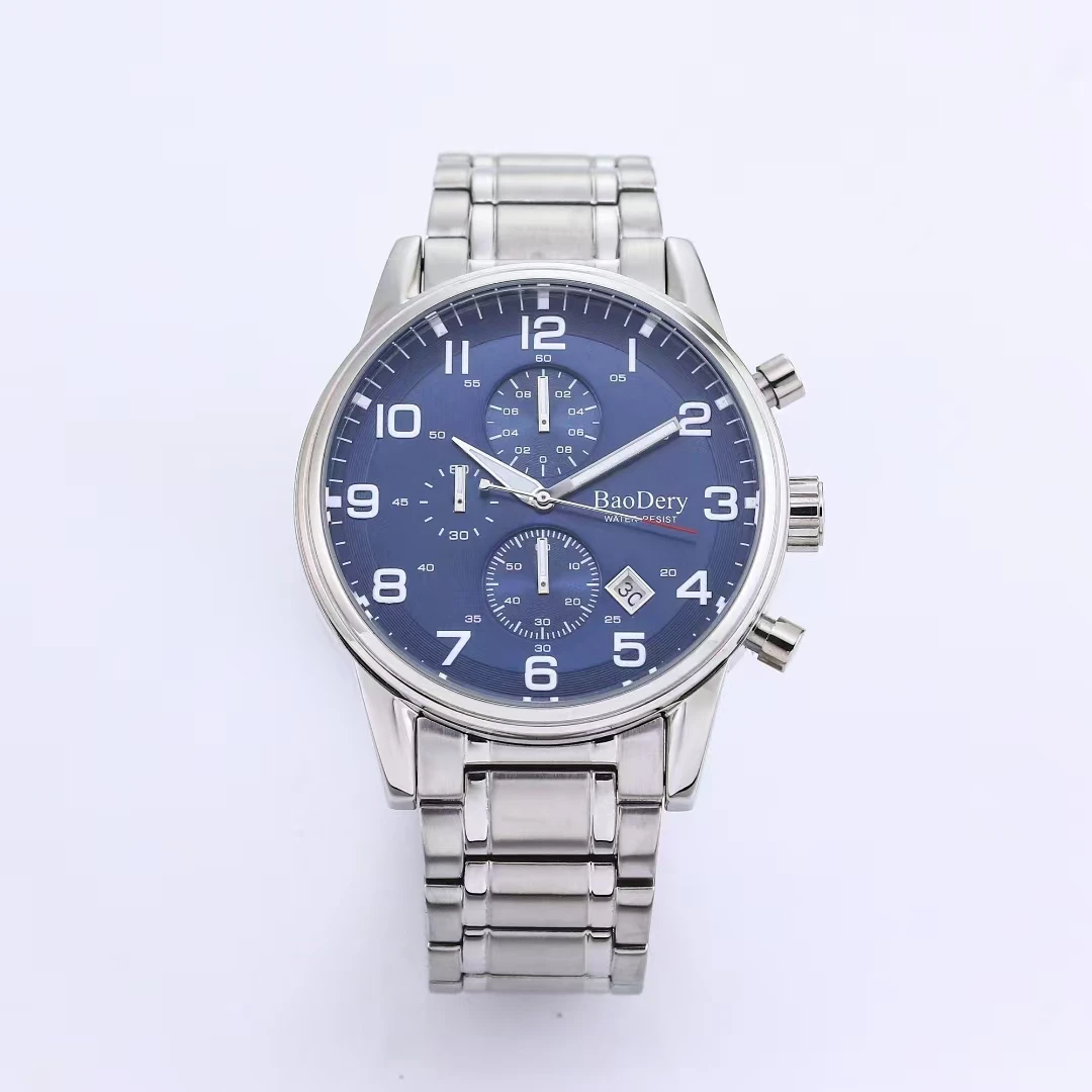 Men Watch Business Stainless steel bracelet Quartz Chronography Men's Wristwatch