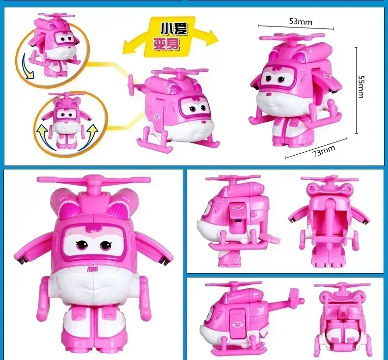 Figuras de acción de Mini Super Wings, deformación transformable, avión, Robot, modelos de transformación de coche, Decoración, regalo de Navidad, 2"