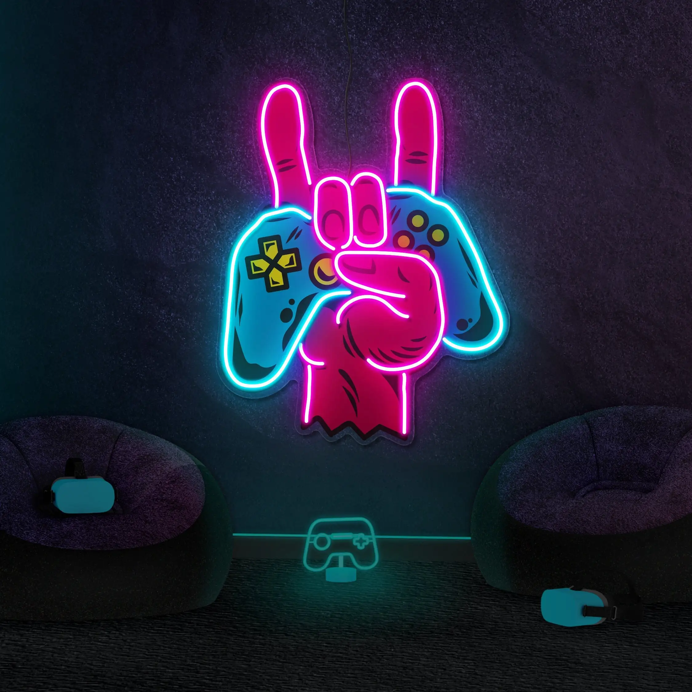 

Rock Neon Sign Game Controller Game Zone Wall Art Decor Bedroom Night Sign Bar Beer Club Man Cave Neon