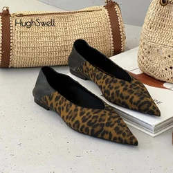 Ballerine a punta con stampa leopardata donna mocassini con tacco morbido retrò Ladies Brand Design Casual Slip-on Mule Zapatos