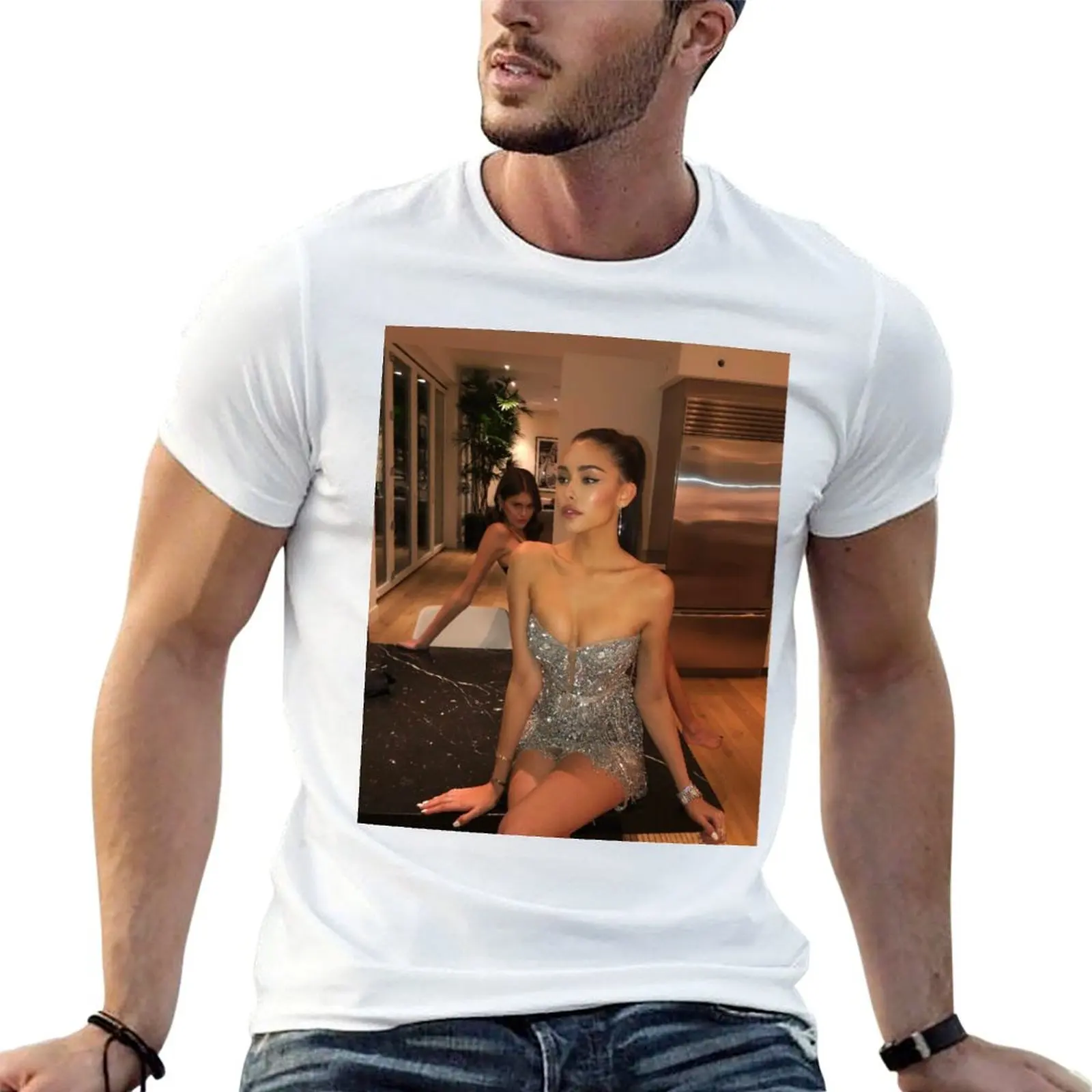 Camiseta Madison Beer y Kaia Gerber, camiseta para hombre, camisetas de algodón para hombre, paquete de camisetas de algodón