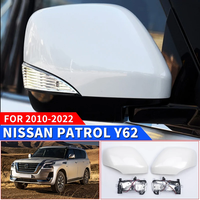 Rearview Mirror Cover Replacement Parts Fit for Nissan Patrol Y62 2010-2022 External Accessories Lled Dynamic Turn Signal Light